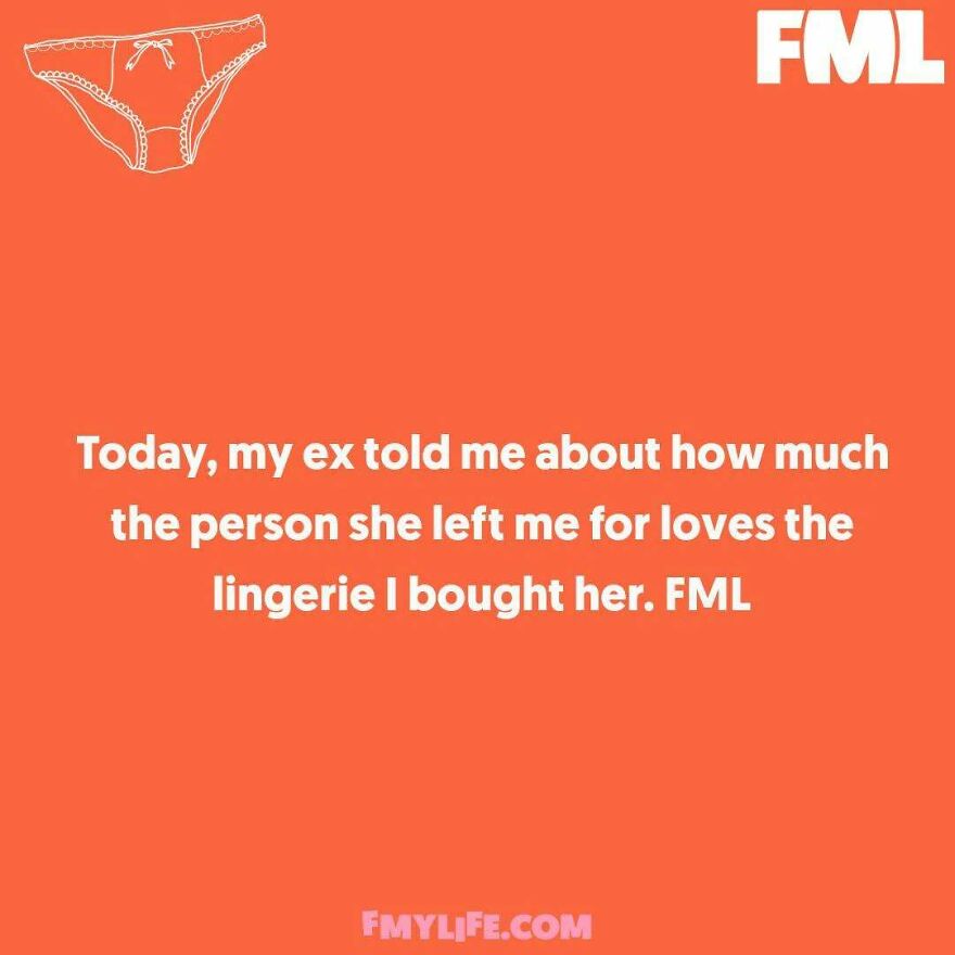 A screenshot of a ridiculous confession on an Instagram page, about an ex-partner talking about new lingerie.