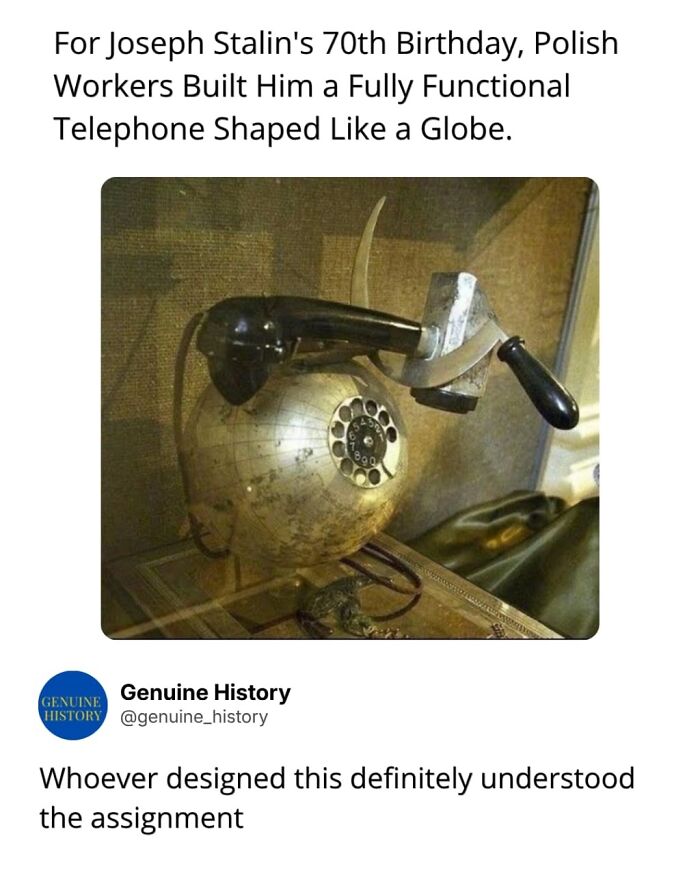 A unique telephone shaped like a globe and hammer, a fascinating fact changing how you see the world.