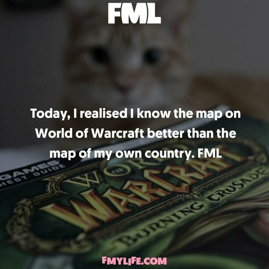 A ridiculous confession about knowing a video game map better than a country map, a relatable moment from the IG page.