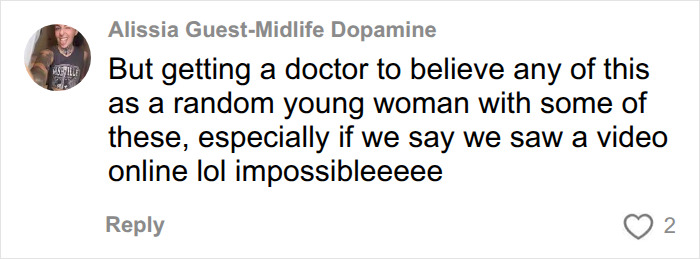 A comment about doctors not believing young women regarding skin red flags for heart problems. A comment about doctors not believing young women regarding skin red flags for heart problems.