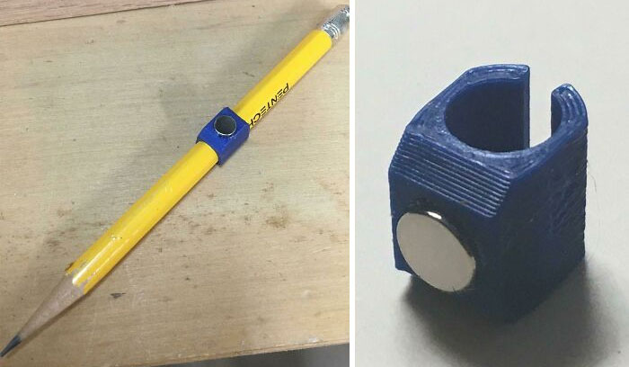 A functional 3D printed magnetic pencil holder, showcasing how 3D prints can make everyday life much easier.