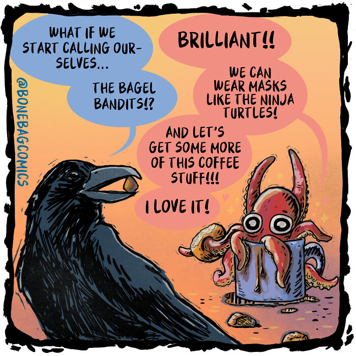 Absurd daily life of a necromancer and his assistant brainstorming villain names.