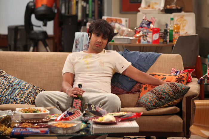 The Big Bang Theory star, looking messy, relaxes on a couch, unrecognizable from his original cast role in the new spin-off. The Big Bang Theory star, looking messy, relaxes on a couch, unrecognizable from his original cast role in the new spin-off.