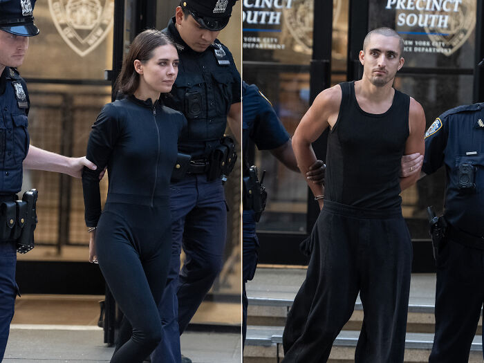 The Empire State Building daredevils being led away by NYPD, part of the Empire State Building daredevil arrest.
