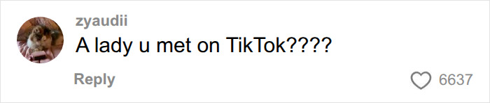 A social media comment questioning meeting someone on TikTok for giving up her baby. A social media comment questioning meeting someone on TikTok for giving up her baby.