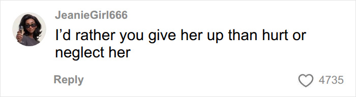 A comment on social media discussing giving up baby, suggesting it is better than harm or neglect. A comment on social media discussing giving up baby, suggesting it is better than harm or neglect.