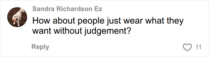 A comment on outfit mistakes American tourists make, suggesting people wear what they want without judgment.