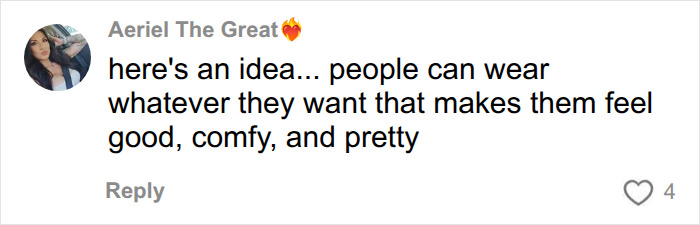 A comment on outfit mistakes American tourists make, suggesting people wear whatever makes them feel good, comfy, and pretty.