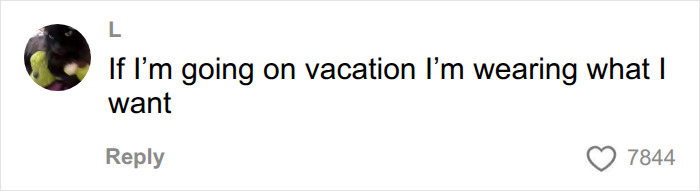 A social media comment about American tourists' outfits in Europe, stating they will wear what they want on vacation.