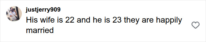 A comment stating the ages of the man who ditched modern life and his Amazonian wife, confirming their marriage. A comment stating the ages of the man who ditched modern life and his Amazonian wife, confirming their marriage.