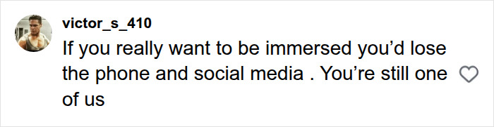 A social media comment suggesting deeper immersion by ditching modern life, regarding a man living with a remote Amazonian tribe. A social media comment suggesting deeper immersion by ditching modern life, regarding a man living with a remote Amazonian tribe.