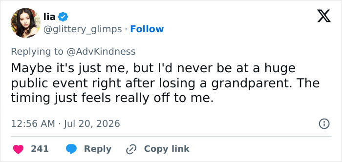 Tweet questioning Kylie Jenner and Timothée Chalamet's World Cup appearance after a family loss. Tweet questioning Kylie Jenner and Timothée Chalamet's World Cup appearance after a family loss.