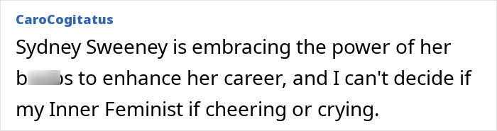 Reddit comment on Sydney Sweeney's sheer look and career, sparking debate among fans. Reddit comment on Sydney Sweeney's sheer look and career, sparking debate among fans.