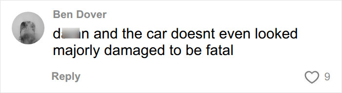 A user comment questions the car's damage regarding Kaylee Hottle's fatal crash. A user comment questions the car's damage regarding Kaylee Hottle's fatal crash.