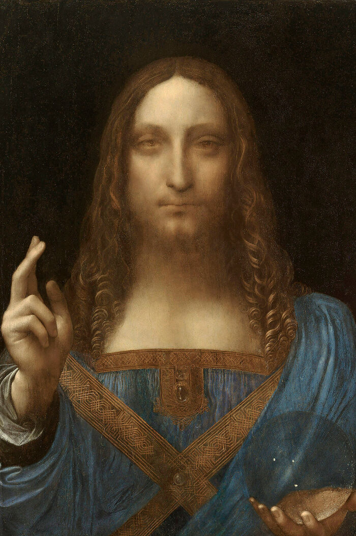 Artist reimagined a famous masterpiece from behind, showing a figure with curly red hair and blue dress.