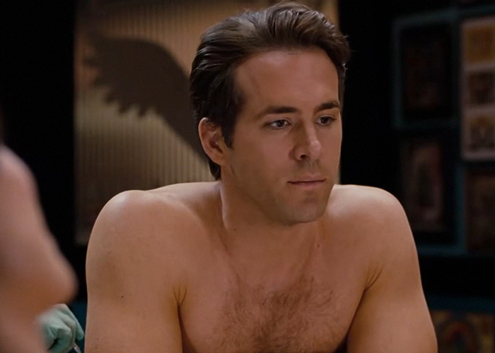 Ryan Reynolds shirtless, a behind-the-scenes look at an intimate scene.