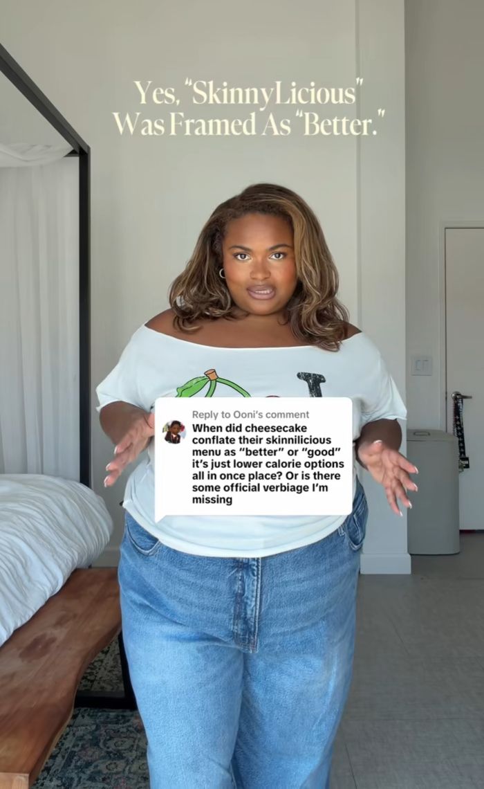 Plus size activist on fatphobic brands, specifically responding to comments about 'SkinnyLicious' menus. Plus size activist on fatphobic brands, specifically responding to comments about 'SkinnyLicious' menus.