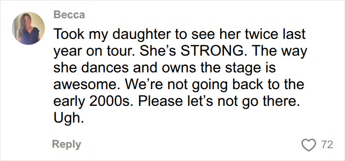 A comment from Becca on SkinnyTok trend, supporting Dua Lipa and Tate McRae against online trolls. A comment from Becca on SkinnyTok trend, supporting Dua Lipa and Tate McRae against online trolls.