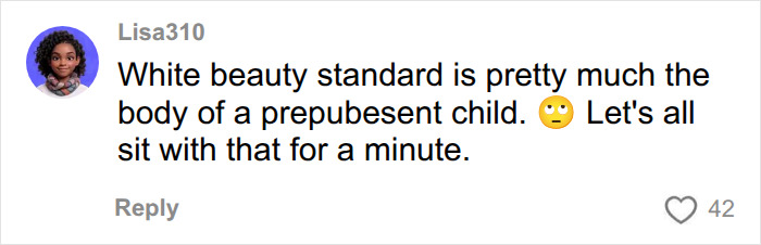 A comment from Lisa310 about the SkinnyTok trend and beauty standards, related to online trolls. A comment from Lisa310 about the SkinnyTok trend and beauty standards, related to online trolls.