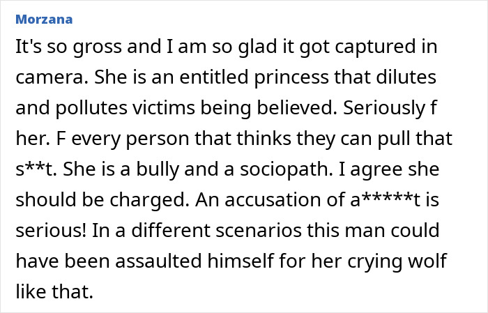 A comment discussing a woman's scheme failing after she accuses a man, calling her an entitled princess for false accusations. A comment discussing a woman's scheme failing after she accuses a man, calling her an entitled princess for false accusations.
