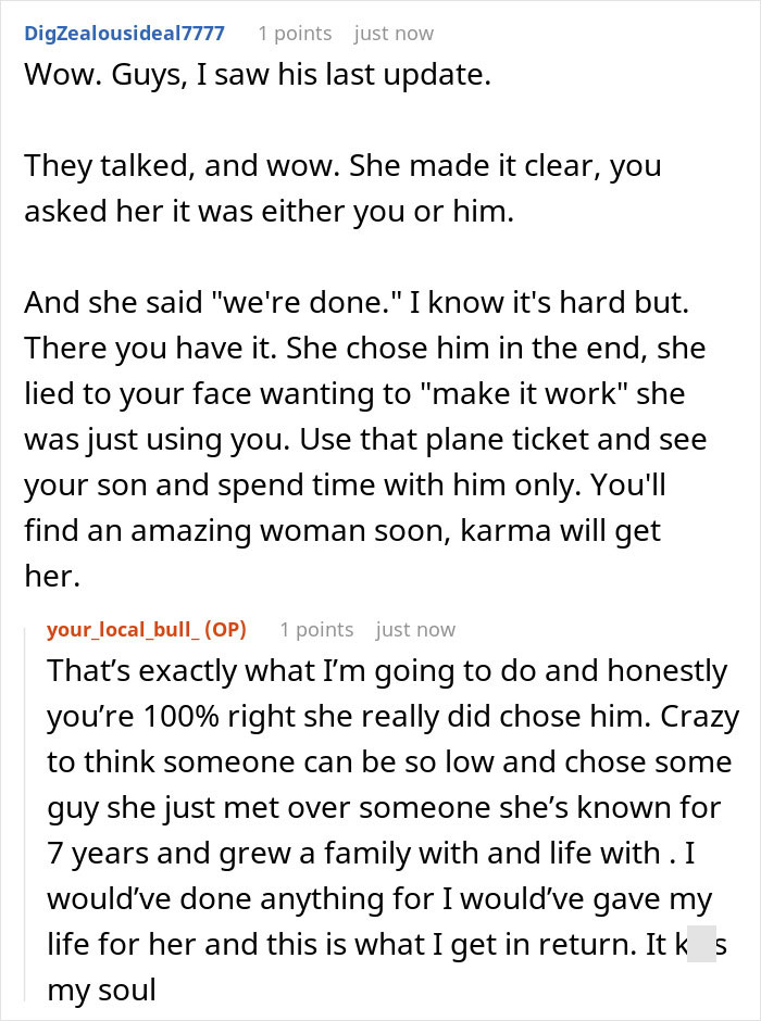 A screenshot of a forum discussion where a user shares an update about his cheating wife and her affair. A screenshot of a forum discussion where a user shares an update about his cheating wife and her affair.