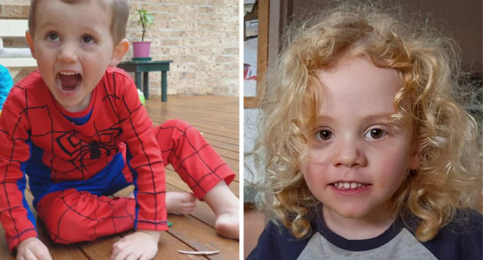 Two young boys, one in a Spiderman costume and another with curly blonde hair, linked to famous mysteries.