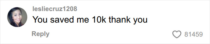 A comment from lesliecruz1208 saying, You saved me 10k thank you about painful breast implants. A comment from lesliecruz1208 saying, You saved me 10k thank you about painful breast implants.