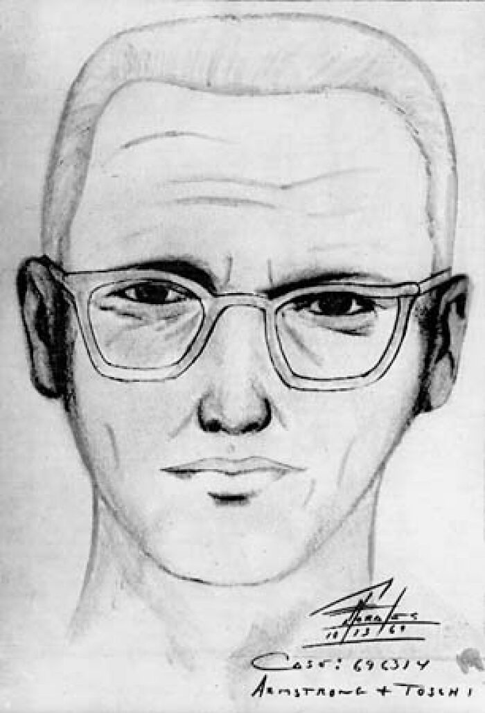 A sketch of the Zodiac Killer, a prominent figure in unsolved mysteries.