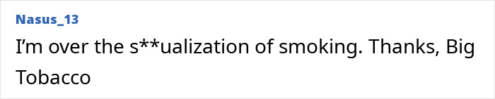 A comment about Playboy rebranding and bunnies makeover: A user expresses being over the sexualization of smoking. A comment about Playboy rebranding and bunnies makeover: A user expresses being over the sexualization of smoking.