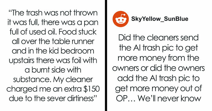 Guests Shocked After Airbnb Owner Wants $150 Cleaning Fee Based On Candy Wrapper And AI Trash