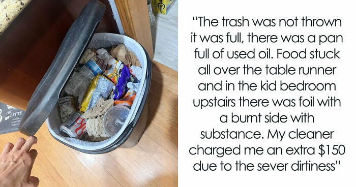 Guests Shocked After Airbnb Owner Wants $150 Cleaning Fee Based On Candy Wrapper And AI Trash