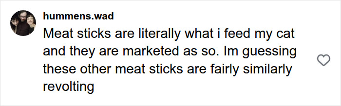 Social media comment about the marketing of meat sticks