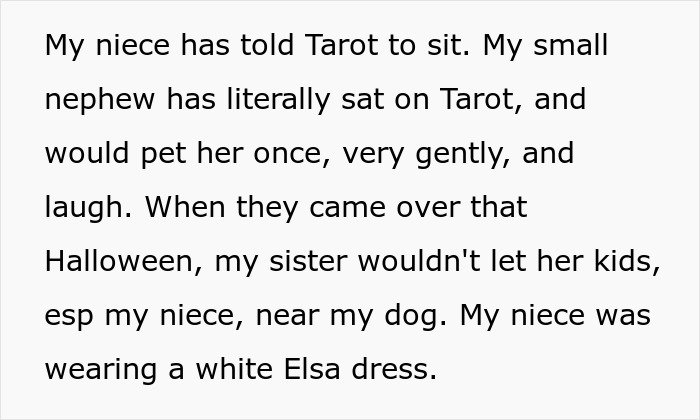 Text regarding the decision of a bride to ban a service dog from her wedding, resulting in a sibling boycott.
