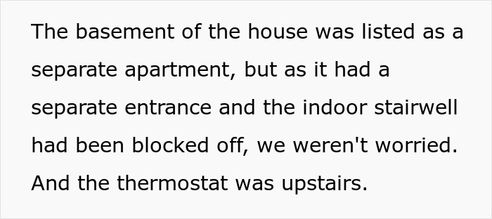 Screenshot of text describing a house with a separate basement apartment, key to an unusual way to deal with a nightmare neighbor.