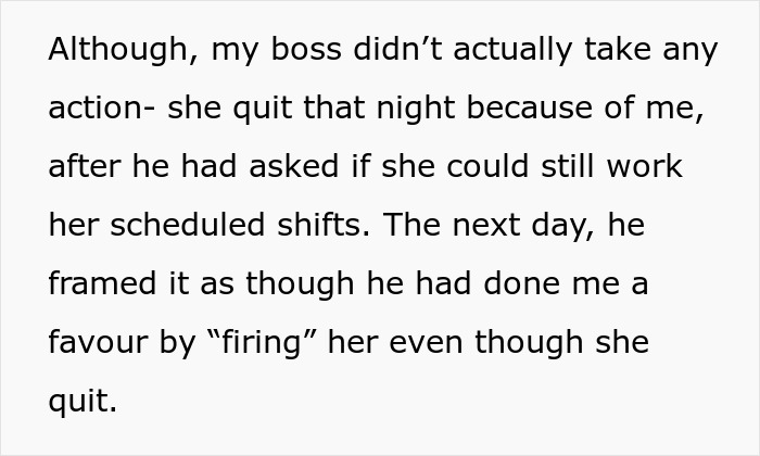 The boss quit after the 17YO slacked off at work and her dad ambushed a colleague with made-up bullying claims. The boss quit after the 17YO slacked off at work and her dad ambushed a colleague with made-up bullying claims.