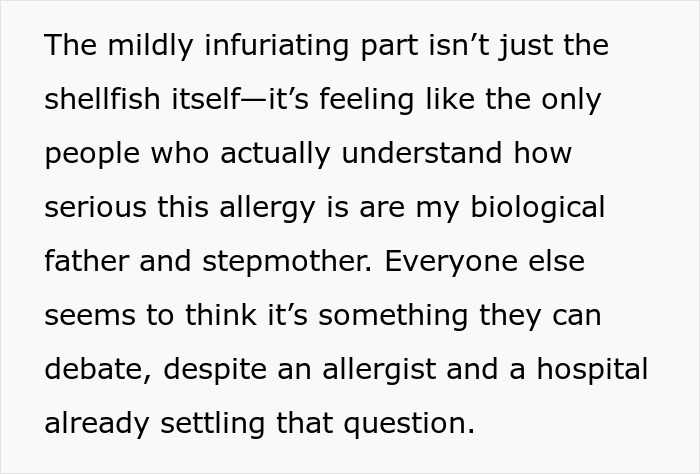 Family Doesn't Care About Person's Health, Says They're Overreacting: "Within Minutes My Throat Started Closing" Family Doesn't Care About Person's Health, Says They're Overreacting: "Within Minutes My Throat Started Closing"