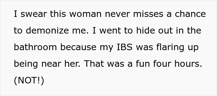 A white image with black text describing the woman who never misses a chance to demonize DIL, about MIL evicts herself.