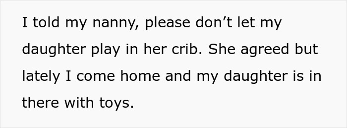 Screenshot of text about a nanny allowing a child to play with toys in the crib, emphasizing boundary violations.