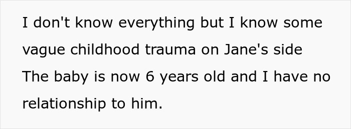 Text discussing the delulu mom's potential trauma and the lack of relationship with the 6-year-old kid.