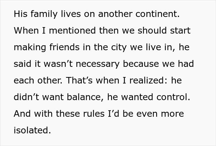 A woman feeling like a third wheel in her marriage because of MIL, reads a text about isolation and control. A woman feeling like a third wheel in her marriage because of MIL, reads a text about isolation and control.