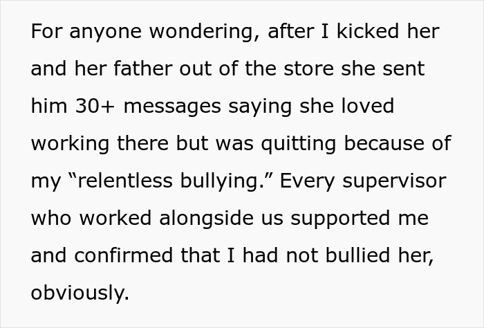 Text explaining how the 17YO reacted after being dismissed, referencing bullying claims. Text explaining how the 17YO reacted after being dismissed, referencing bullying claims.