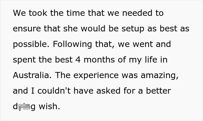 Husband plans to spring huge and sad news to wife after a trip of a lifetime. The man talks about his wish. Husband plans to spring huge and sad news to wife after a trip of a lifetime. The man talks about his wish.