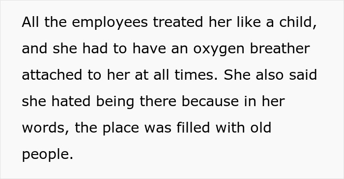 Text detailing how employees treated a person like a child, regarding an entitled man losing his bargain.