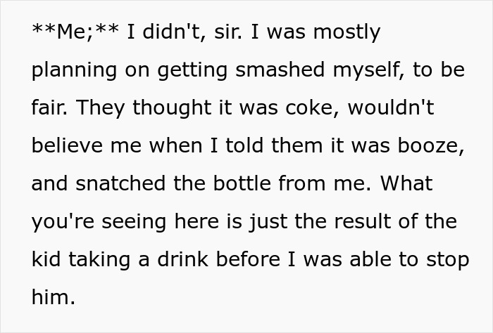 The stranger explaining the kid drank alcohol-spiked cola.