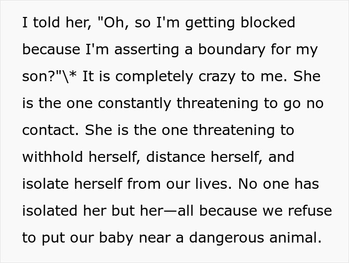 Text screenshot of daughter's boundary-setting being met with threats of no contact from the delusional mom regarding the dog. Text screenshot of daughter's boundary-setting being met with threats of no contact from the delusional mom regarding the dog.