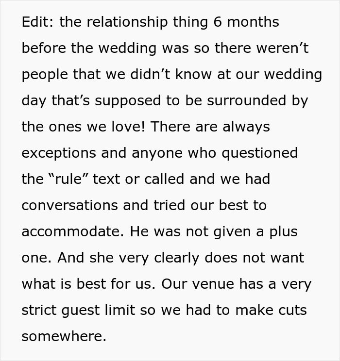 Text explaining why the groomsman's toxic GF wasn't invited to the wedding. Text explaining why the groomsman's toxic GF wasn't invited to the wedding.
