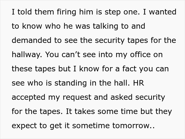 Coworker rejected, ends job doing disgusting things in her office, demanding security tapes for evidence. Coworker rejected, ends job doing disgusting things in her office, demanding security tapes for evidence.