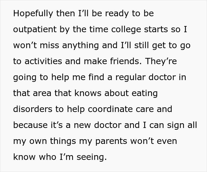Teen escapes controlling mom, seeking outpatient care for eating disorders, and learning about her own body. Teen escapes controlling mom, seeking outpatient care for eating disorders, and learning about her own body.