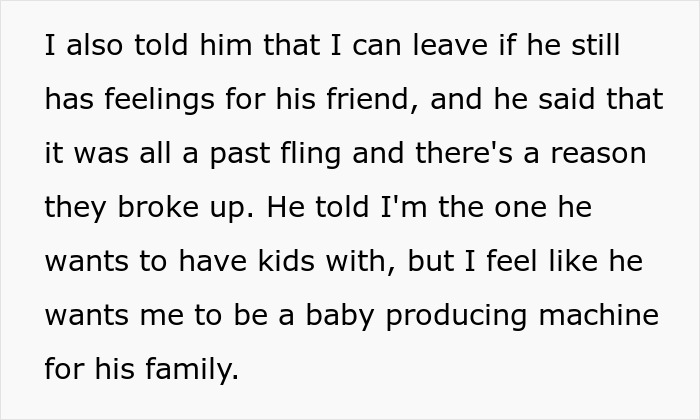 A woman feels like her husband wants her for kids, making her look at old pics with ex and overhearing things. A woman feels like her husband wants her for kids, making her look at old pics with ex and overhearing things.