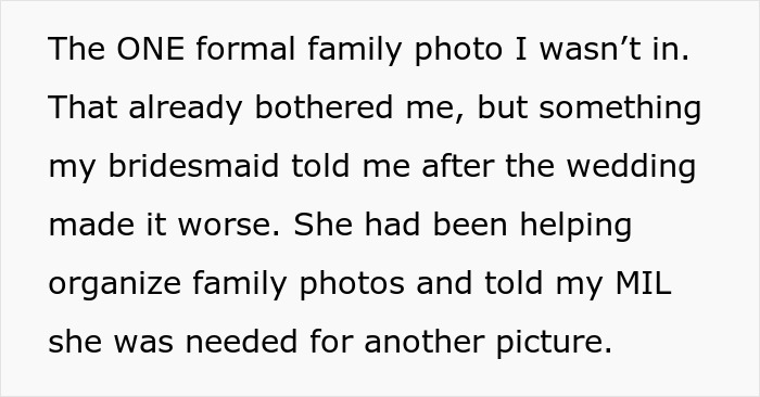Toxic MIL Excludes Bride From Wedding Portrait, Petty Bride Erases It From The Gallery
